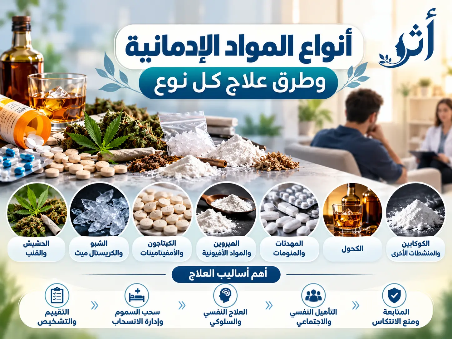 أنواع المواد الإدمانية وطرق علاج كل نوع